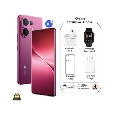 vivo V60 AI Dual SIM 5G Berry Purple 12GB RAM 256GB With Exclusive Gifts - Vivo Bud Air 3, Smart Watch, 90W Charger And 24 Months Warranty + 1 Year Screen Replacement - Middle East Version