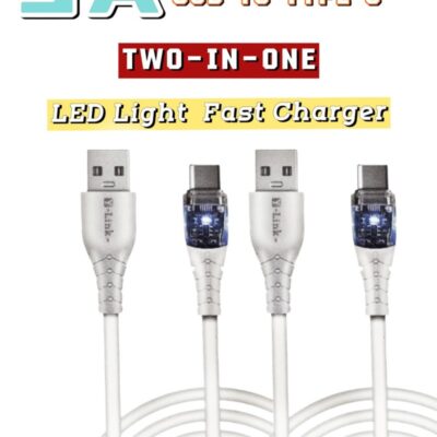 YLinkin Y-Link Type-C Fast Charging Data Cable Twin-Pack | 5.0A TurboCharge ×2 with Tri-Color LED | Universal Compatibility for Apple, Huawei, Xiaomi, OPPO, VIVO, Honor, Samsung | 1m White ×2 Cables