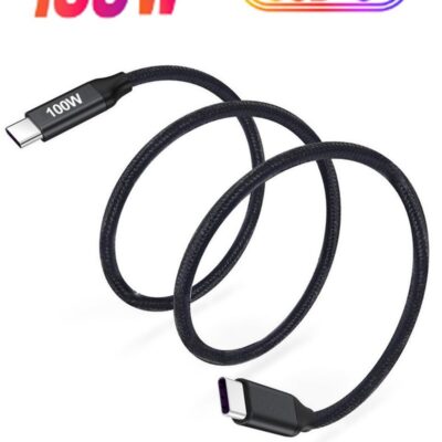 Luttec 100W USB Type C Cable Nylon Braided USB C to USB C 2.0 Cable (C to C) Compatible For iPhone 16 15 Pro Max iPad Pro Air mini 6 MacBook Pro Air Galaxy S24 S23 Ultra Z Fold Xiaomi Honor OPPO OnePlus1M Black