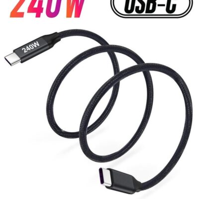 Luttec 240W USB Type C Cable Nylon Braided USB C to USB C 2.0 Cable (C to C) Compatible For iPhone 16 15 Pro Max iPad Pro Air mini 6 MacBook Pro Air Galaxy S24 S23 Ultra Z Fold Xiaomi Honor OPPO OnePlus 2M Black