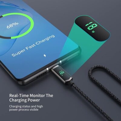 Soopii 100W USB C to USB C Cable, 4FT Nylon Braided Type-C Cable, PD Fast Charging Cable with LED Display for lPad Mini/Air/Pro, MacBook Pro, Samsung Galaxy S22/S10, Pixel, LG