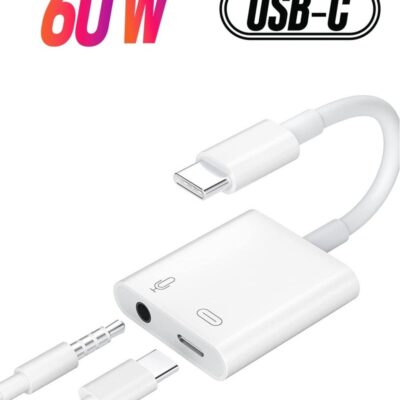 USB C to 3.5mm Headphone Adapter and Charger,Type C to Aux Audio Jack with 60W PD Fast Charging For Stereo Earphones,Hi-Fi DAC Chip Support Lossless Music For iPad pro MacBook Pro/Air