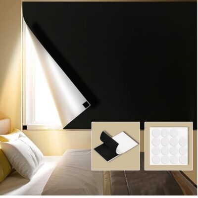 ONETO Portable Blackout Curtains With Self Adhesive Tape For Bedroom Living Room Bathroom And Attic Blackout Curtains Width 145 cm Length 200 cm