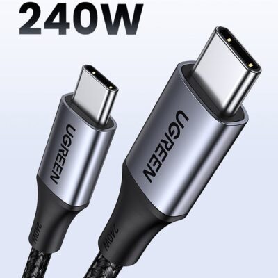 Ugreen 240W USB C Cable 2M Braided 48V 5A Power Delivery PD3.1 Fast Charge USB Type C Cable For iPhone 16 15 Series Macbook Pro Air M3 M2 M1 iPad Pro Dell XPS Galaxy S24 S23 Ultra Xiaomi Huawei Lenovo Asus Space Grey