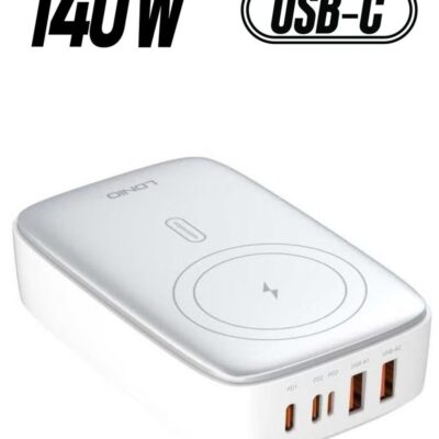 ELTRAZONE 140W Multi-Port Desktop Charger -- 5 Ports GaN PD Fast Portable Type-C Charger for Laptop, Tablet & Mobile Phones, White