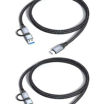 UNUNS USB C to USB C Cable,2-Pack 3.3ft 100W PD 5A Fast Charging Type C To Type C Cable,Nylon Braided USB-C Cord Charger For iPhone 15/15 Pro/15 Plus/15 Pro Max,Samsung S22,iPad,All USB C Port